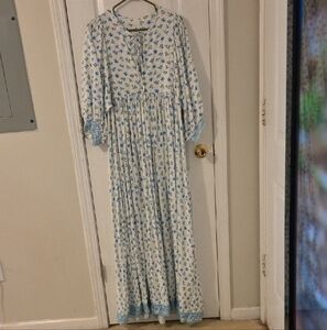 Floral Maxi Dress with Blue Accents Tik Tok Viral Dress Never Worn